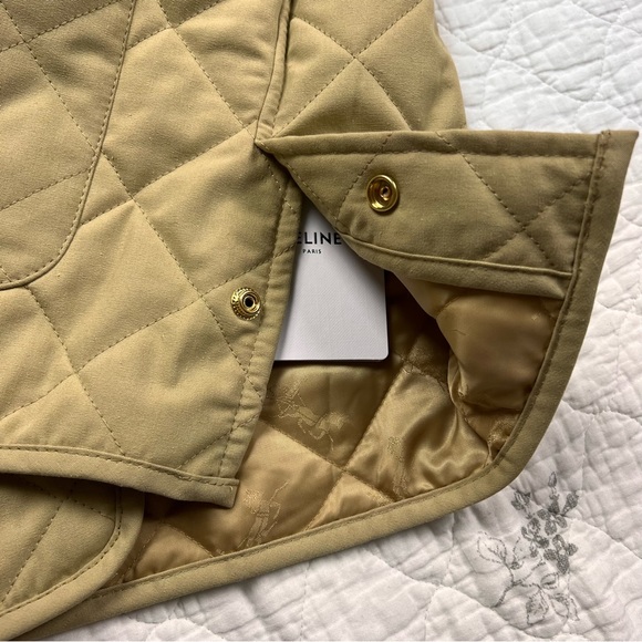 Designer inspired quilted HUNTING JACKET IN COTTON FABRIC DARK BEIGE - Picture 13 of 15